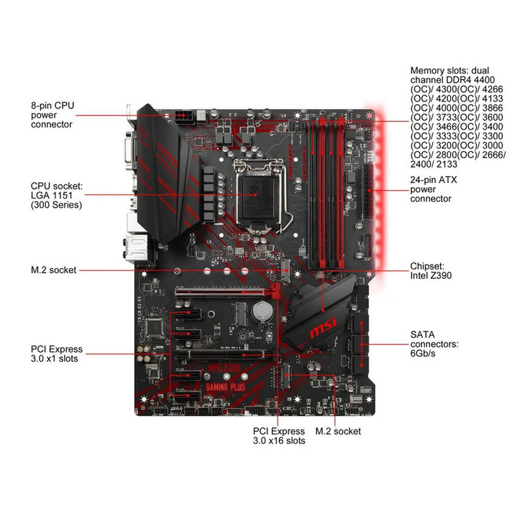 مادربرد ام اس آی مدل MPG Z390 GAMING PLUS DDR4. نو و آکبند
