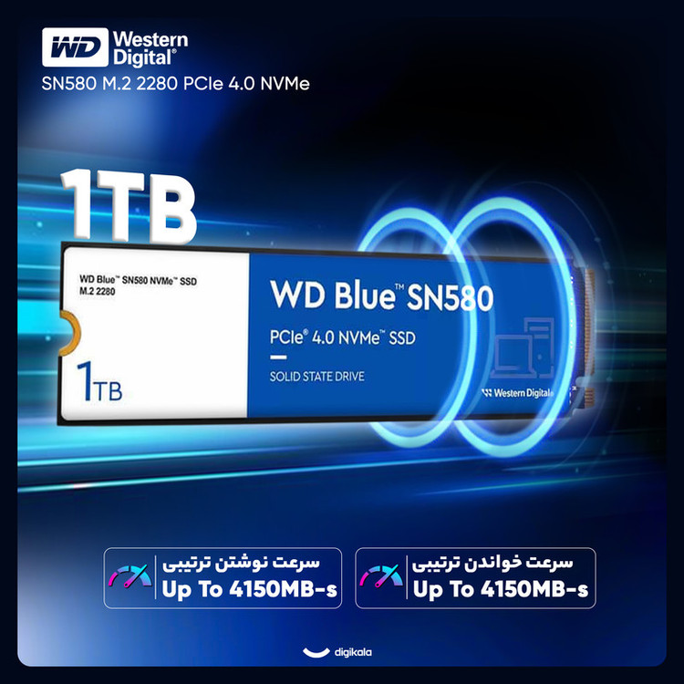 حافظه SSD وسترن دیجیتال Western Digital Blue SN580 1TB M.2